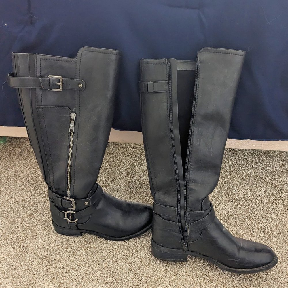 G by Guess Mid-Calf Length Zip-Up Boots Vegan 7M